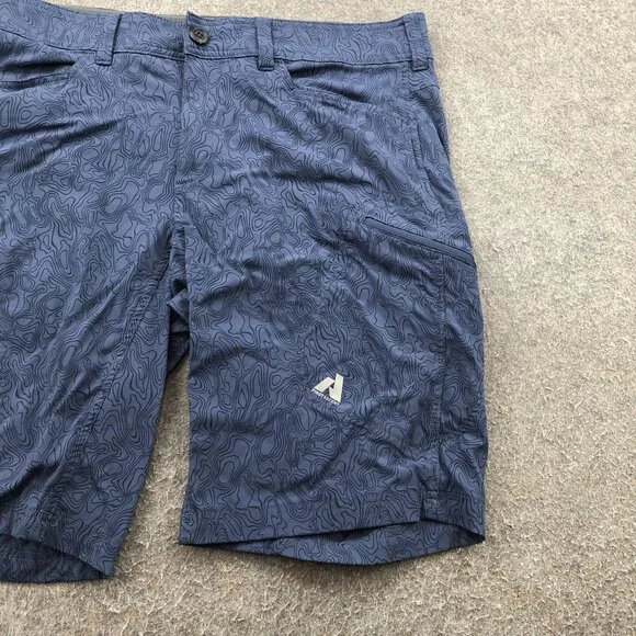 Eddie Bauer Shorts Mens 38 Blue Topo Print Hiking Zip Pockets Outdoor Trail - Picture 3 of 10